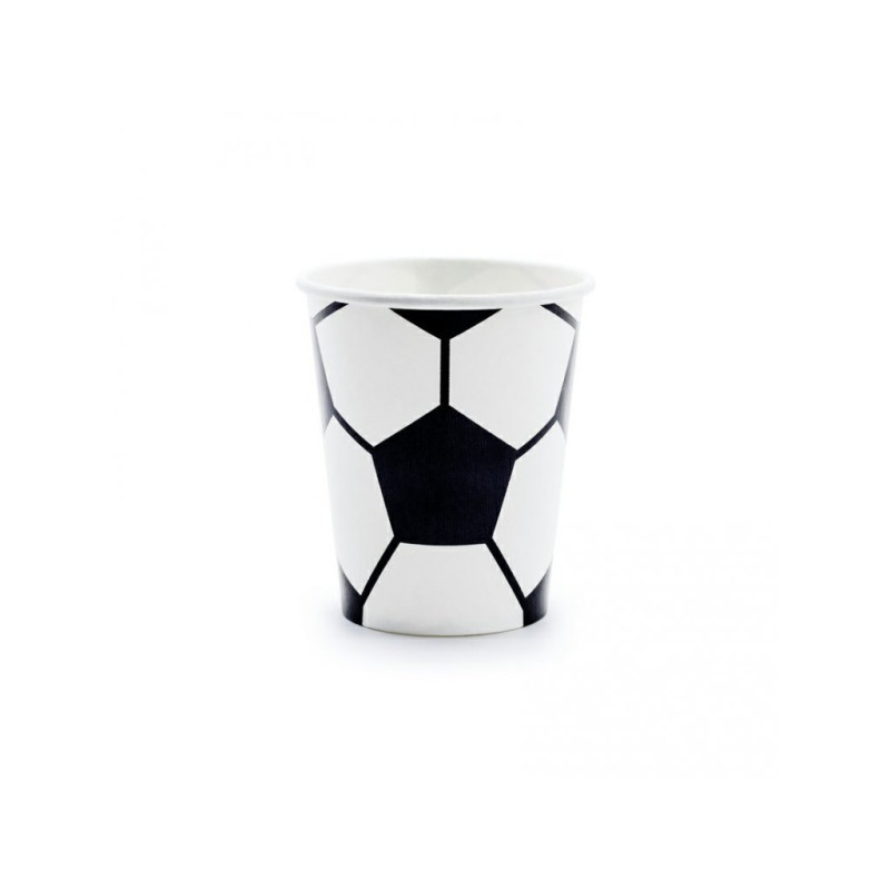 Papierové poháre futbalová lopta - 260 ml - 6 ks